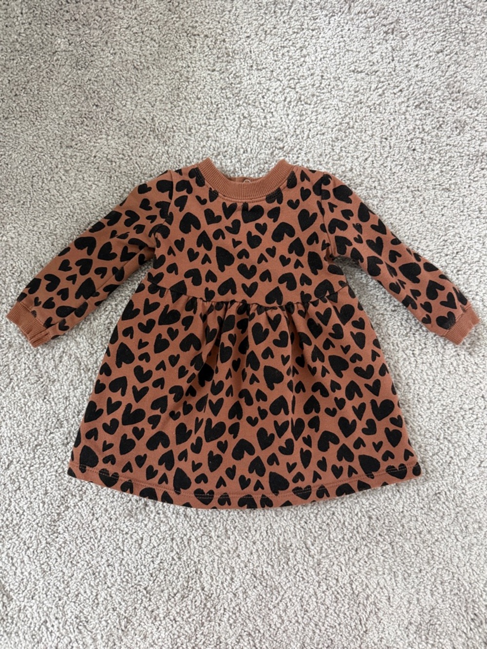 Carter's Sweatshirt Knit Dress with Black Heart Print